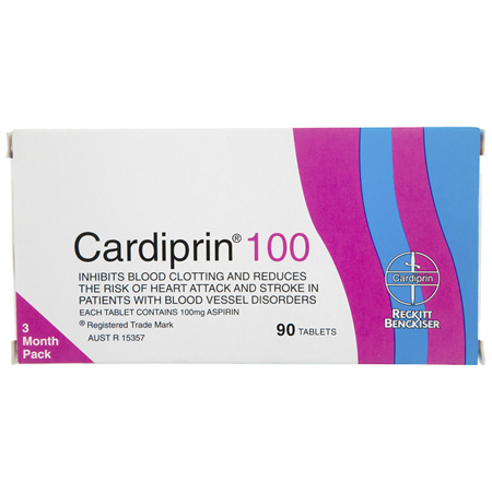 Cardiprin Blood Clotting Reduction Tablets 100mg Aspirin 90 pack