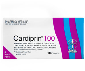 Cardiprin Blood Clotting Reduction Tablets 100mg Aspirin 180 pack