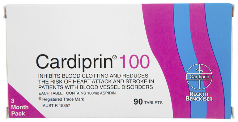 Cardiprin Blood Clotting Reduction Tablets 100mg Aspirin 90 pack