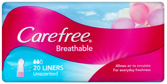 Carefree Breathable Unscented Liners 20 pack