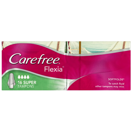 Carefree Flexia Fragrance Free Super Tampons With Wings 16 Pack