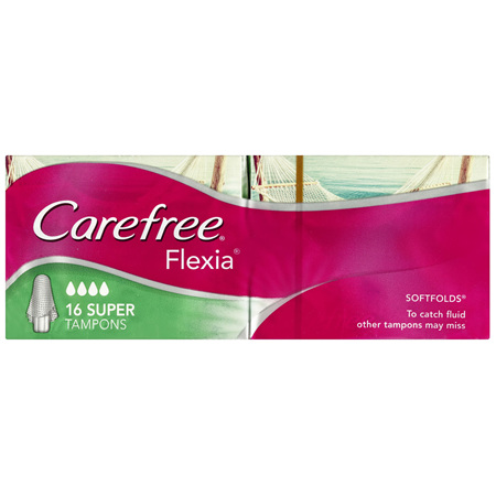 Carefree Flexia Super Tampons with Wings 16 Pack