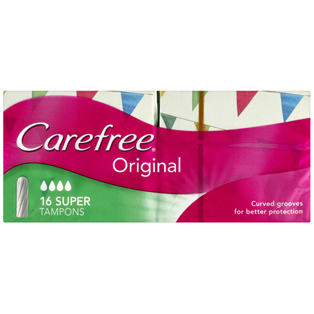 Carefree Orginal Fragrance Free Super Tampons 16 Pack
