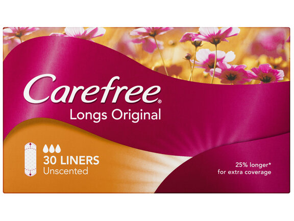 Carefree Original Long Unscented Liners 30 pack