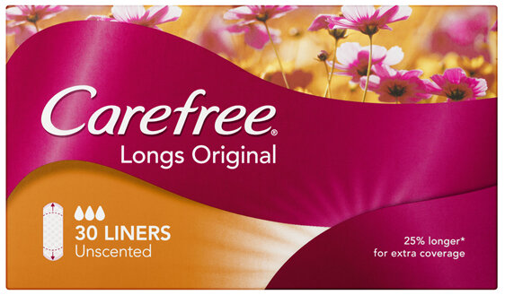 Carefree Original Long Unscented Liners 30 pack