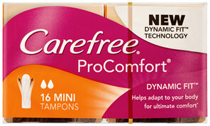 Carefree ProComfort Fragrance Free Mini Tampons 16 Pack