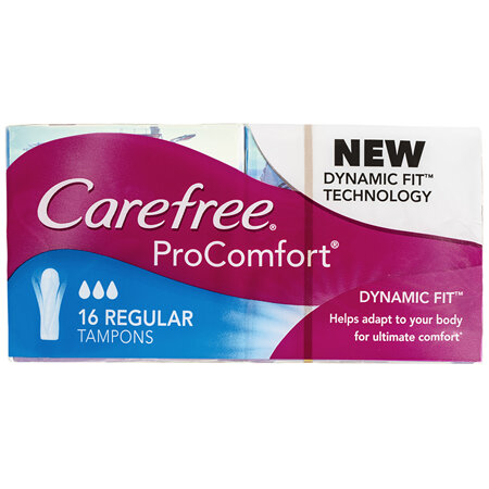 Carefree ProComfort Fragrance Free Regular Tampons 16 Pack