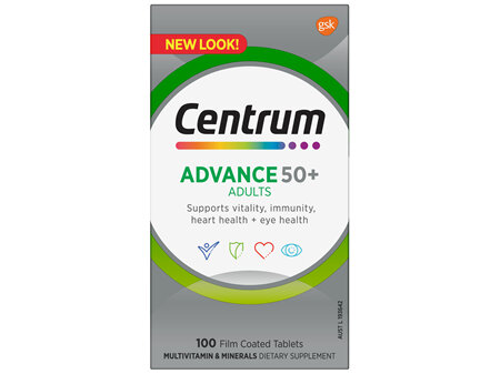 Centrum Advance 50+ Adults 100 Film Coated Tablets