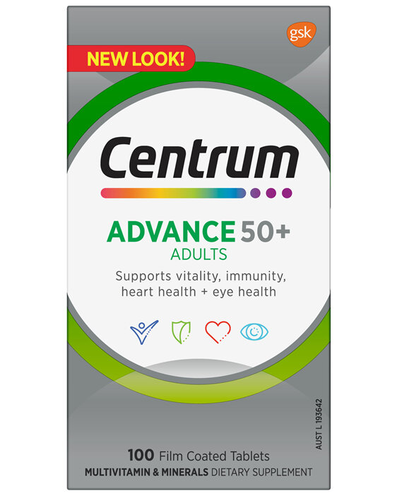 Centrum Advance 50+ Adults 100 Film Coated Tablets