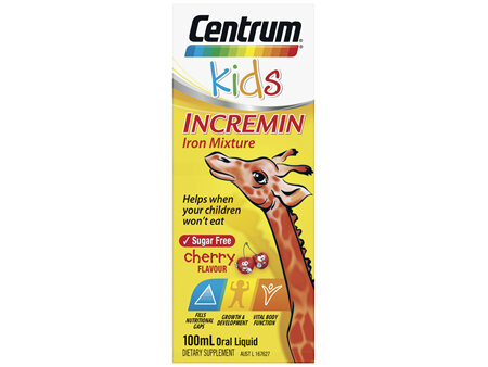 Centrum Kids Incremin Iron Mixture Oral Liquid Cherry 100mL