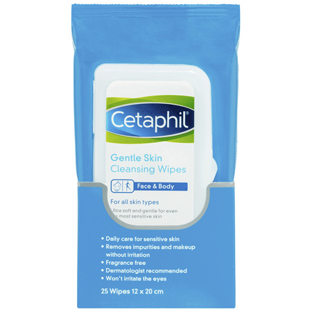 Cetaphil Gentle Skin Cleansing Wipes 25 Pack, Makeup Remover
