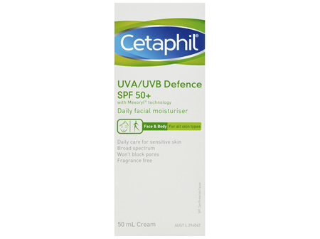 Cetaphil UVA/UVB Defence SPF 50+ 50mL, Face&Body Moisturiser