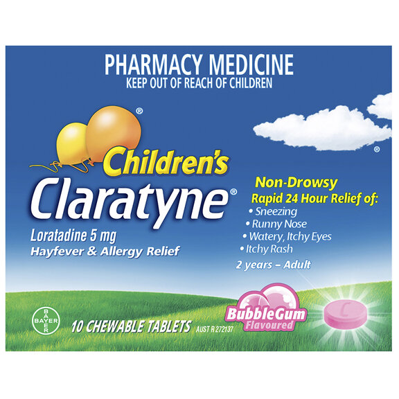 Children's Claratyne Allergy & Hayfever Relief Antihistamine Bubblegum Flavoured Chewable Tablets