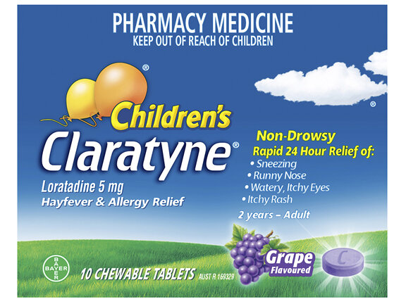 Children's Claratyne Allergy & Hayfever Relief Antihistamine Grape Flavoured Chewable Tablets 10