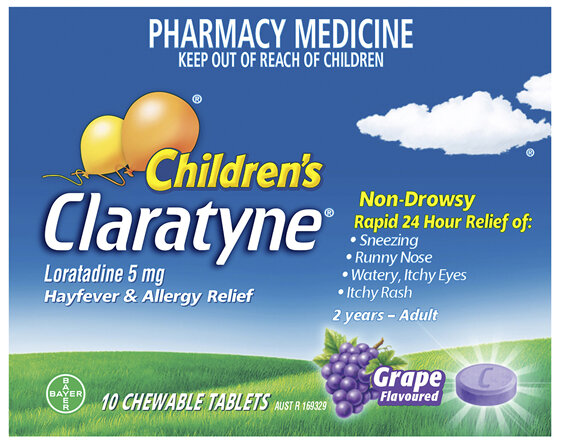 Children's Claratyne Allergy & Hayfever Relief Antihistamine Grape Flavoured Chewable Tablets 10