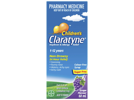 Children's Claratyne Allergy & Hayfever Relief Syrup Grape Flavour 60mL