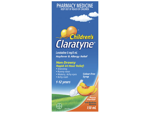 Children's Claratyne Allergy & Hayfever Relief Syrup Peach Flavour 150mL