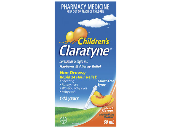 Children's Claratyne Allergy & Hayfever Relief Syrup Peach Flavour 60mL