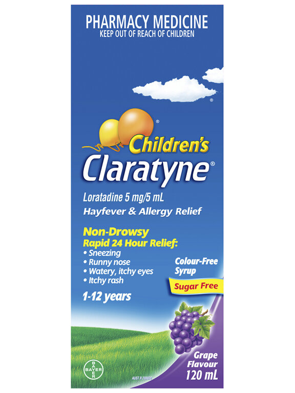 Children's Claratyne Allergy & Hayfever Relief Syrup Grape Flavour 120mL