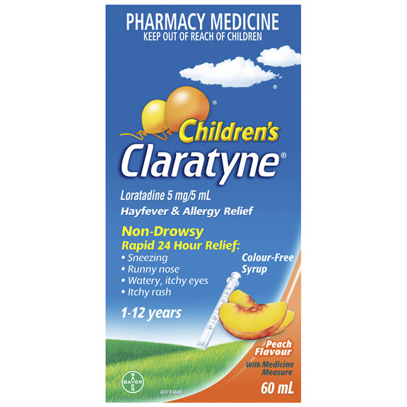 Children's Claratyne Allergy & Hayfever Relief Syrup Peach Flavour 60mL