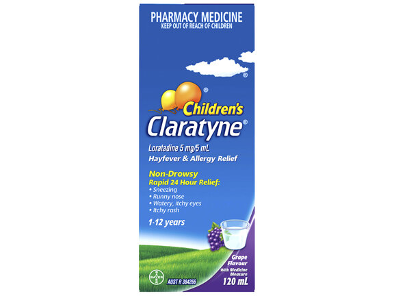 Children's Claratyne Allergy & Hayfever Relief Syrup Grape Flavour 120mL