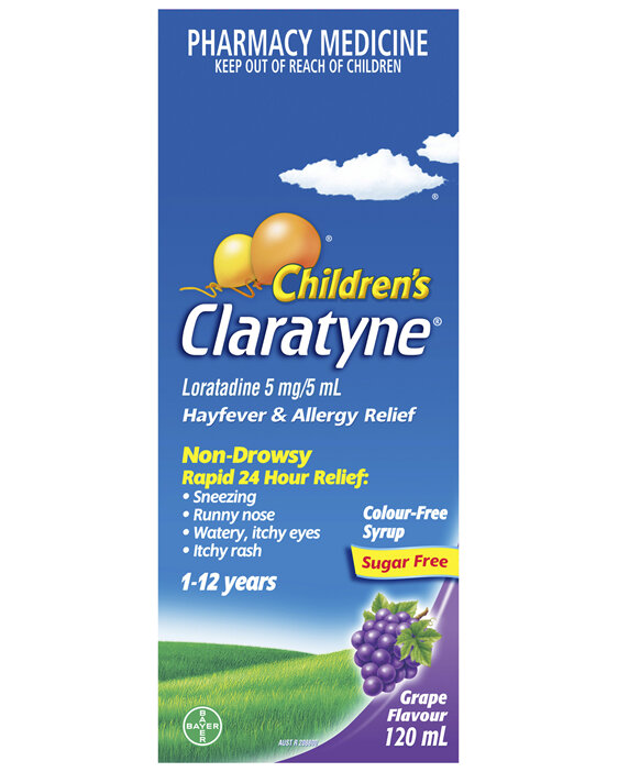 Children's Claratyne Allergy & Hayfever Relief Syrup Grape Flavour 120mL