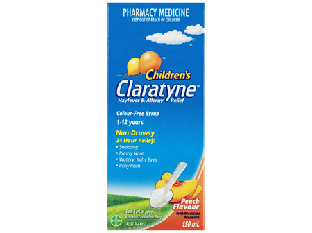 Children's Claratyne Antihistamine Hayfever & Allergy Relief  Peach Flavoured Syrup 150ml