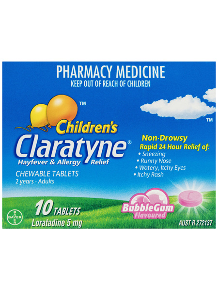 Children's Claratyne Antihistamine Hayfever & Allergy Relief  Bubblegum Flavoured Chewable Tablets