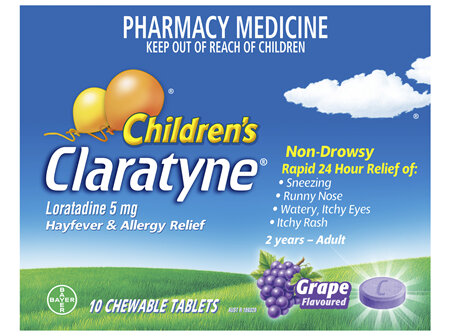Children's Claratyne Antihistamine Hayfever & Allergy Relief  Grape Flavoured Chewable Tablets 10