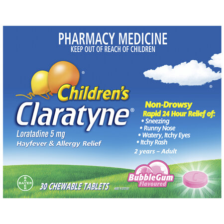 Children's Claratyne Antihistamine Hayfever & Allergy Relief  Bubblegum Flavoured Chewable Tablets