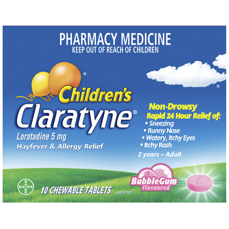 Children's Claratyne Antihistamine Hayfever & Allergy Relief  Bubblegum Flavoured Chewable Tablets