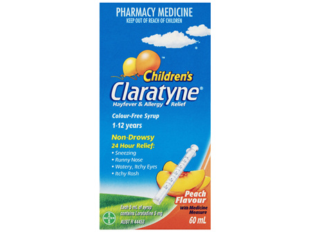 Children's Claratyne Antihistamine Hayfever & Allergy Relief Peach Flavoured Syrup 60ml