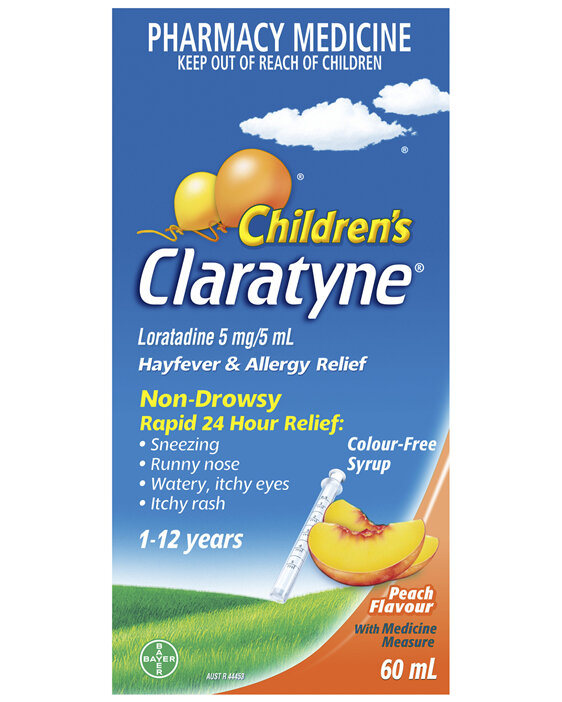 Claratyne Childrens 1-12yrs Peach Syrup 60mL