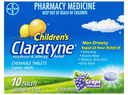 Claratyne Children's Grape Flavoured Chewable 10 Tablets