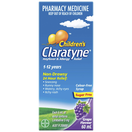 Claratyne Children's Hayfever & Allergy Relief Antihistamine Grape Flavoured Syrup 60ml