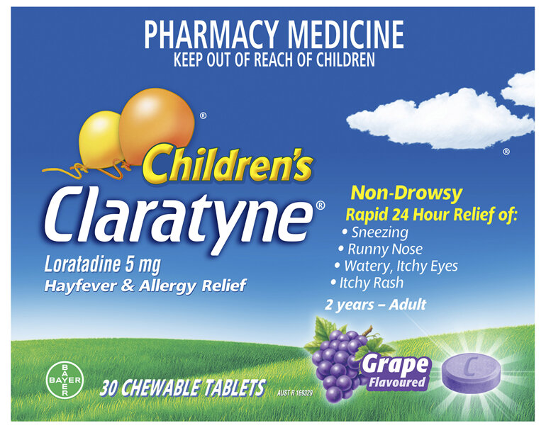 Claratyne Children's Hayfever & Allergy Relief Antihistamine Grape Flavoured Chewable Tablets 30
