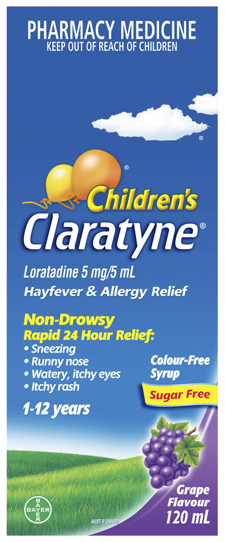 Claratyne Children's Hayfever & Allergy Relief Syrup Grape Flavour 120mL