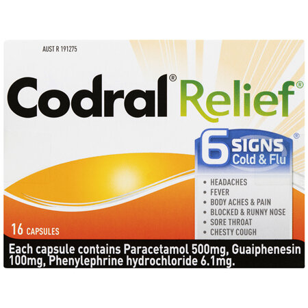 Codral Cold & Flu + Mucus Cough Capsules 16 Pack