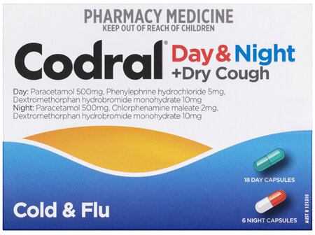 Codral Day & Night + Dry Cough Cold & Flu Capsules 24 Pack
