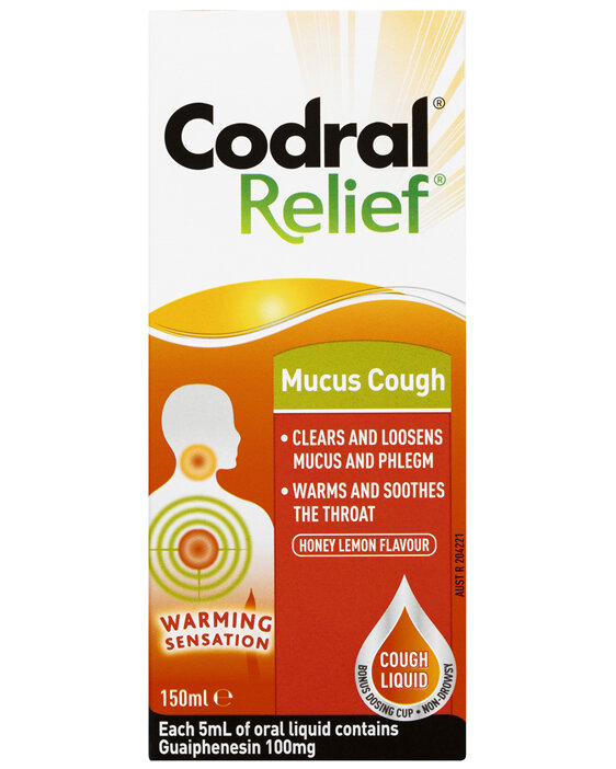 Codral Mucus Cough Liquid Honey Lemon Flavour 150mL