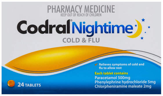 Codral Nightime Cold & Flu Tablets 24 Pack
