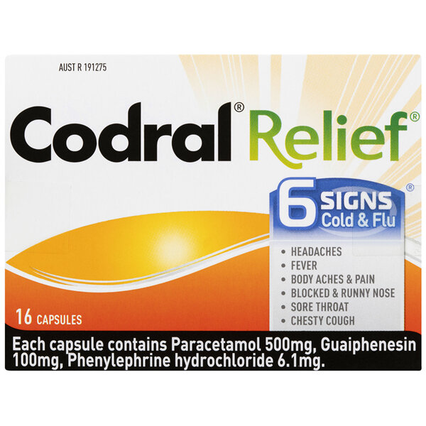 CODRAL Relief 6 Signs Cold & Flu Capsules 16