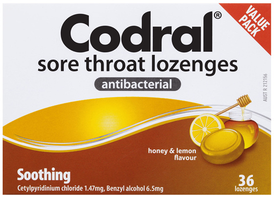 Codral Sore Throat Lozenges Antibacterial 36 Pack