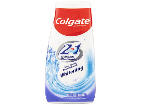 Colgate 2 in 1 Toothpaste & Mouthwash Whitening Liquid Gel 130g