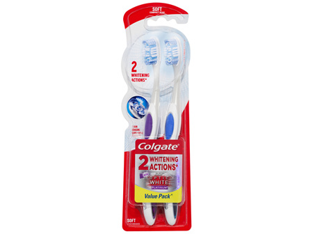 Colgate 360° Advanced Optic White Manual Toothbrush, Value 2 Pack, Soft Bristles, Teeth Whitening
