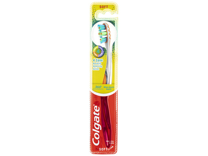 Colgate 360° Advanced Whole Mouth Health Manual Toothbrush, 1 Pack, Soft Bristles with 4 Zone