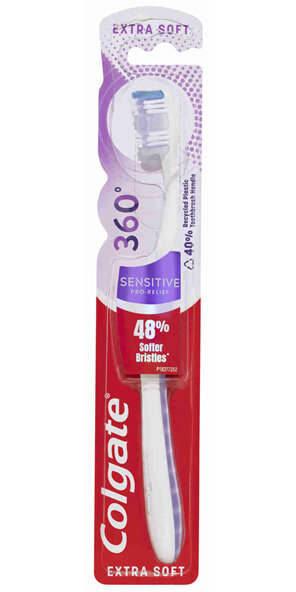 Colgate 360° Sensitive Pro-Relief Manual Toothbrush, 1 Pack, Extra Soft Bristles For Sensitive
