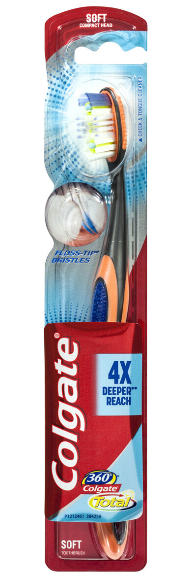 Colgate 360° Total FlossTip Bristles Compact Head Toothbrush Soft