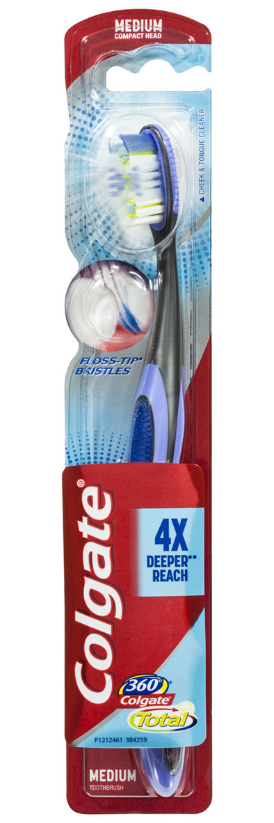 Colgate 360° Total FlossTip Bristles Compact Head Toothbrush Medium