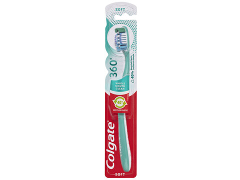 Colgate 360° Whole Mouth Clean Manual Toothbrush, 1 Pack, Soft Bristles